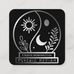 Silver Crystal Ball Psychic Medium Moon Sun Square Business Card