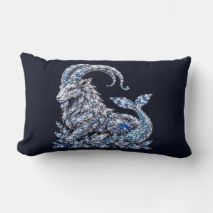 Silver Crystal Capricorn   Luxury Zodiac Lumbar Cushion
