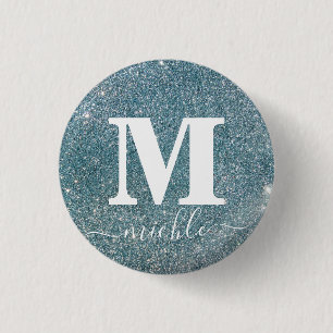Silver Crystal Custom Name Gift  3 Cm Round Badge