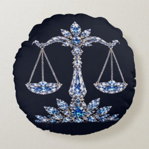 Silver Crystal Libra   Luxury Collection Round Cushion