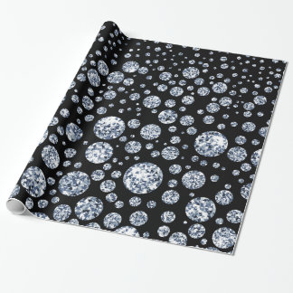 Silver Crystal Metallic Black Wrapping Paper