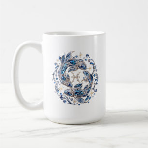 Silver Crystal Pisces Zodiac Coffee Mug