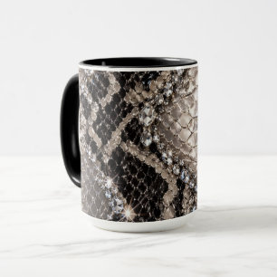 Silver Crystal Snake Skin Luxury Mug