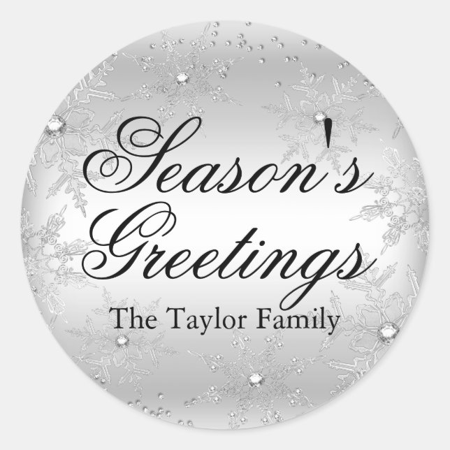 Silver Crystal Snowflake Christmas Sticker (Front)