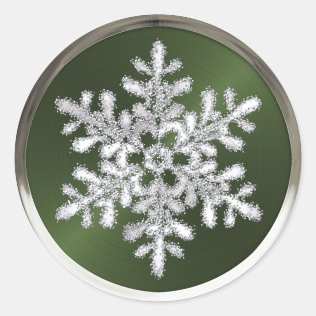 Silver Crystal Snowflake on Green Seal (Front)