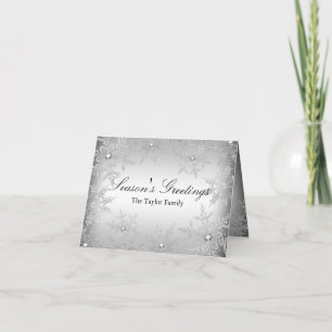 Silver Crystal Snowflake Season's Greetings Card