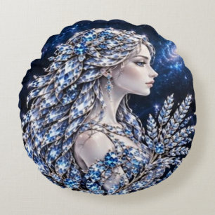 Silver Crystal Virgo Luxury Collection Round Cushion