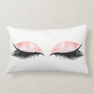 Silver Crystals Glitter Pink Black Makeup Lashes Lumbar Cushion