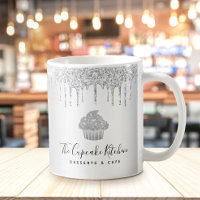 Silver Cupcake Bakery Pastry Chef Glitter Drips