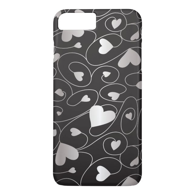 Silver curly hearts Case-Mate iPhone case (Back)