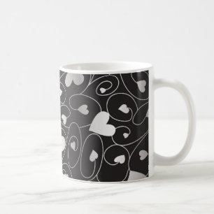 Silver curly hearts coffee mug