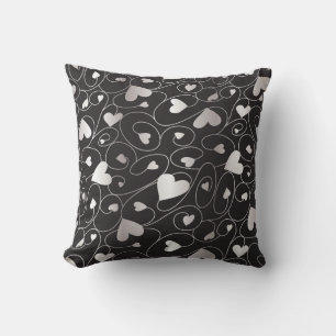 Silver curly hearts cushion