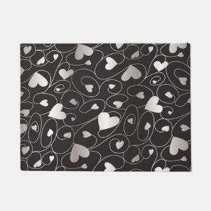 Silver curly hearts doormat
