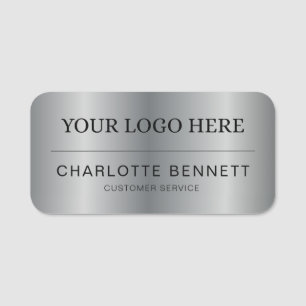 Silver Custom Logo Office Employee Staff Name Tag