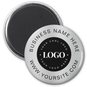 Silver Custom Logo Text Company Business Branded   Magnet