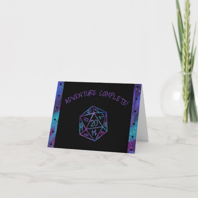 Silver D20 Adventure Complete | Role Player Dice Thank You Card (Front)