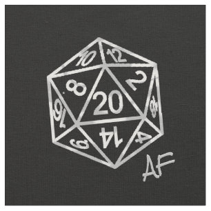 Silver D20 Crit AF   PNP Tabletop Role Player Dice Fabric