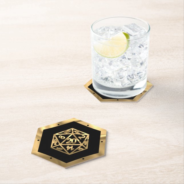 Silver D20 Crit AF | PNP Tabletop Role Player Dice Paper Coaster (Insitu)