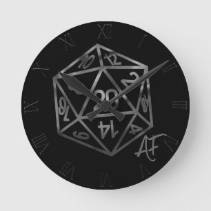 Silver D20 Crit AF   PNP Tabletop Role Player Dice Round Clock