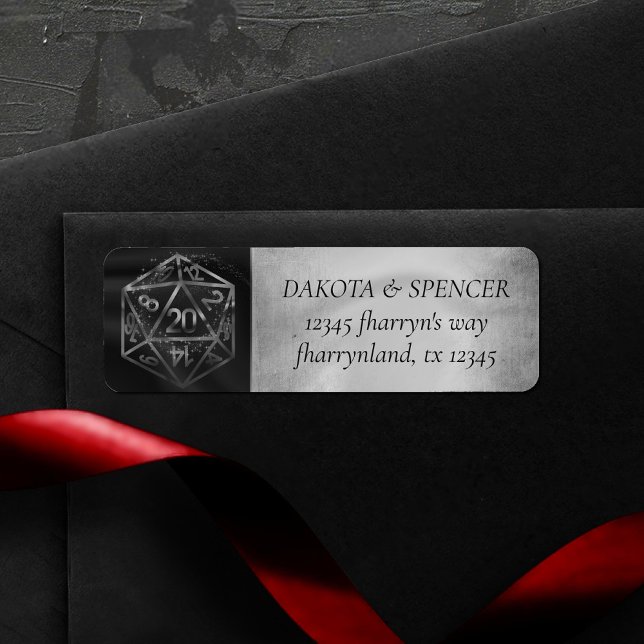 Silver D20 Crit | Role Player Dice Return Address Label (Creator Uploaded)
