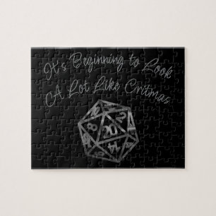 Silver D20 Critmas PNP Tabletop Role Player Dice Jigsaw Puzzle