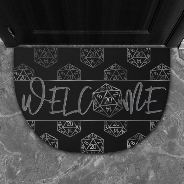 Silver D20 Pattern | PNP Tabletop Dice Welcome Doormat (Creator Uploaded)