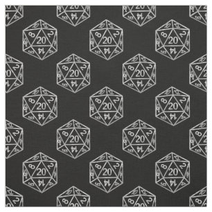 Silver D20 Pattern   PNP Tabletop Role Player Dice Fabric