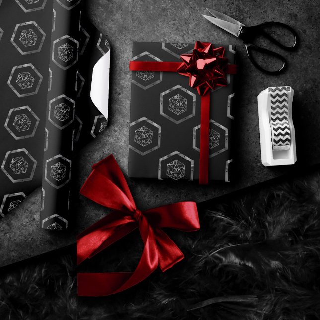 Silver D20 Pattern | PNP Tabletop Role Player Dice Wrapping Paper (Creator Uploaded)