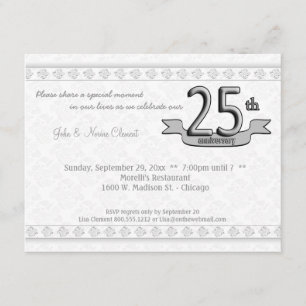 Silver Damask 25th Anniversary Celebration Invite