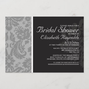 Silver Damask Bridal Shower Invitations