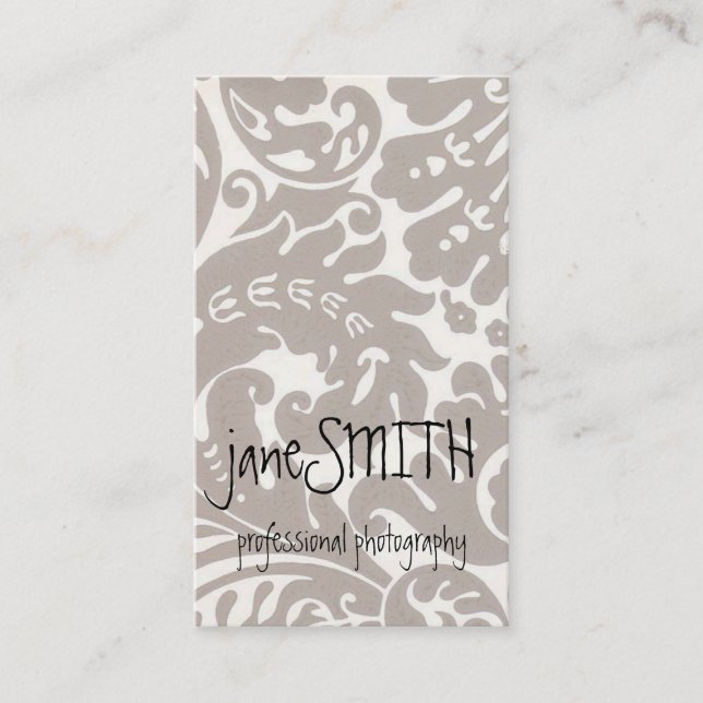 Silver Damask Business Card (Front)