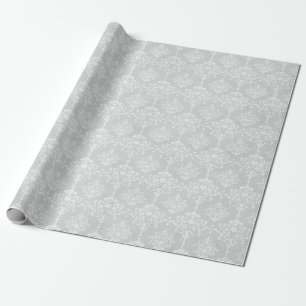 SiLVER DAMASK ELEGANT BIRTHDAY WEDDING WRAP Wrapping Paper