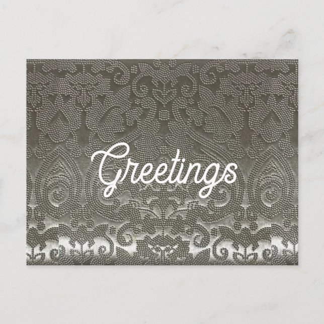 Silver Damask Greetings Postcard (Front)