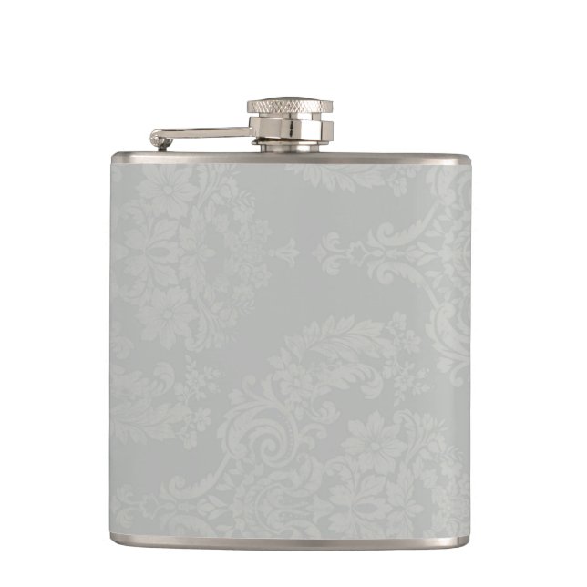 Silver Damask Lady Hip Flask (Front)