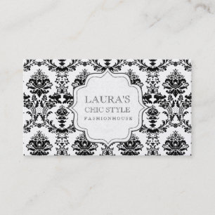 SILVER Damask Modern Chic Stylish Fashion Business Business Card
