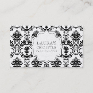 SILVER Damask Modern Chic Stylish Fashion Business Business Card