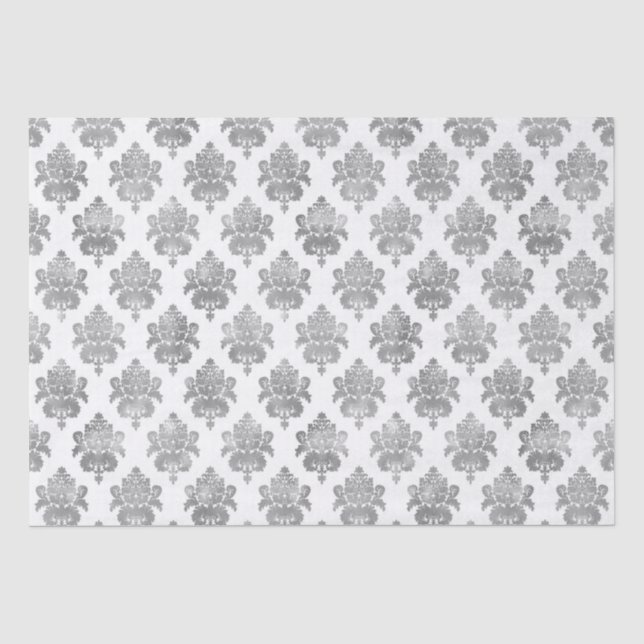 Silver Damask Pattern Tissue Paper (Front)