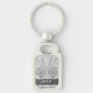 Silver damask personalised mum key ring