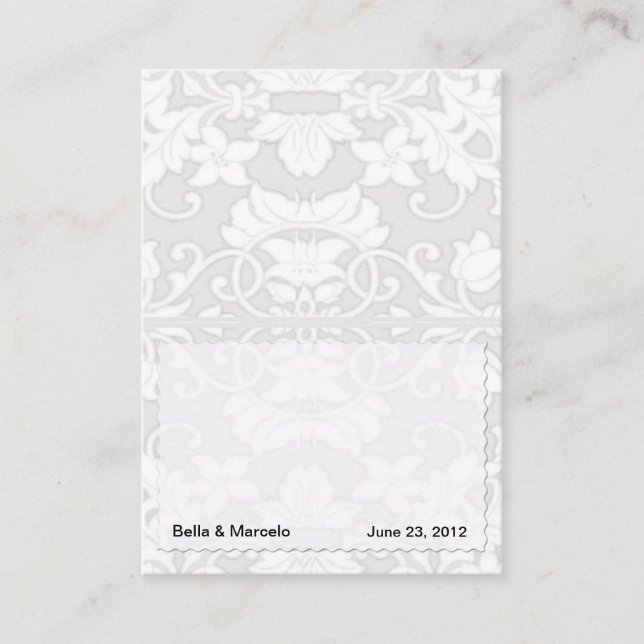 Silver Damask Place Cards (Front)