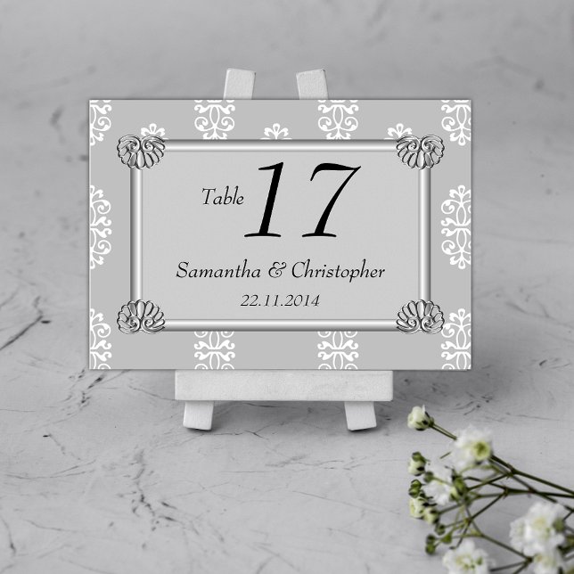 Silver Damask Wedding Table Number (Creator Uploaded)
