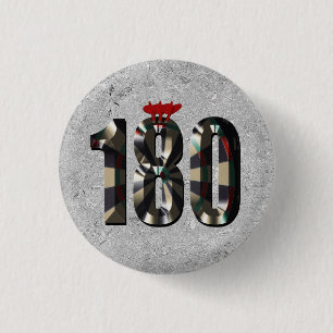 Silver Darts Score 180 With Darts, 3 Cm Round Badge