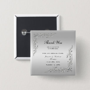 Silver Decoration Wedding 15 Cm Square Badge