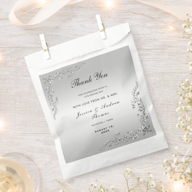 Silver Decoration Wedding Favour Bag (Clipped)