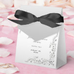 Silver Decoration Wedding Favour Box<br><div class="desc">Beautiful modern stylish and elegant Wedding Favor Box for your special day. With glamorous romantic stylish silver swirls and flourishes corner decorations on a pretty silver gradient background. Fashionable and sophisticated wedding design suitable for all seasons. All text, font and font color is fully customizable to meet your requirements. If...</div>
