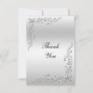 Silver Decoration Wedding Thank You Card