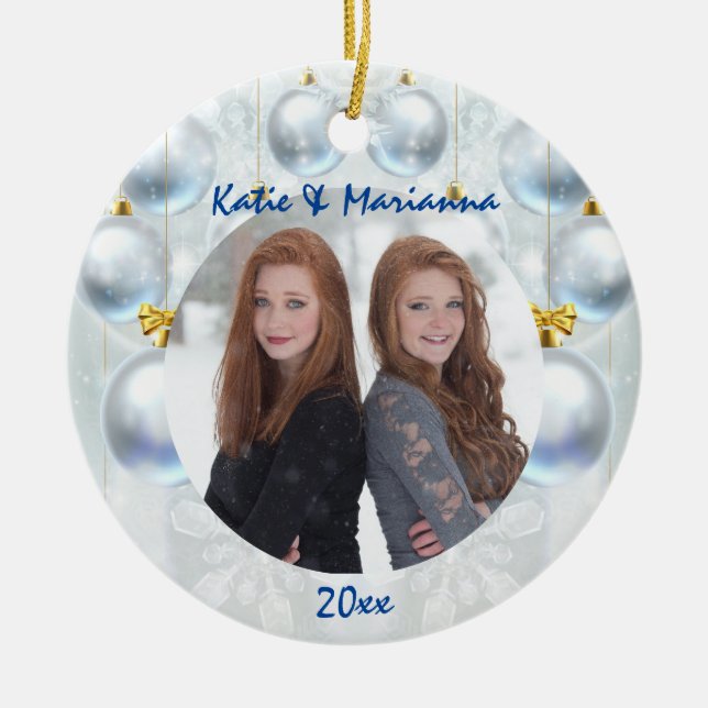 Silver Decorative Balls Christmas Ceramic Ornament (Front)