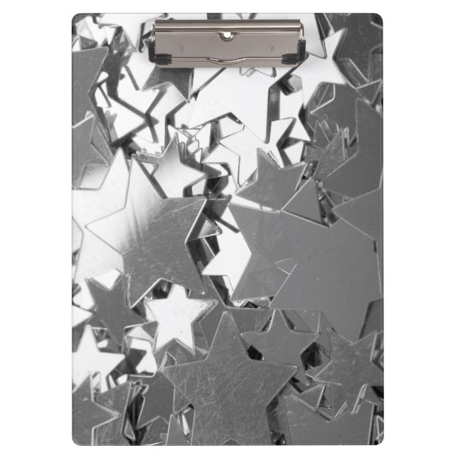 Silver Decorative Stars Clipboard (Front)