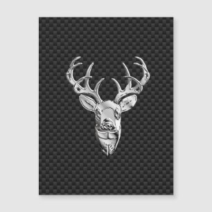 Silver Deer Buck on Carbon Fibre Style Print