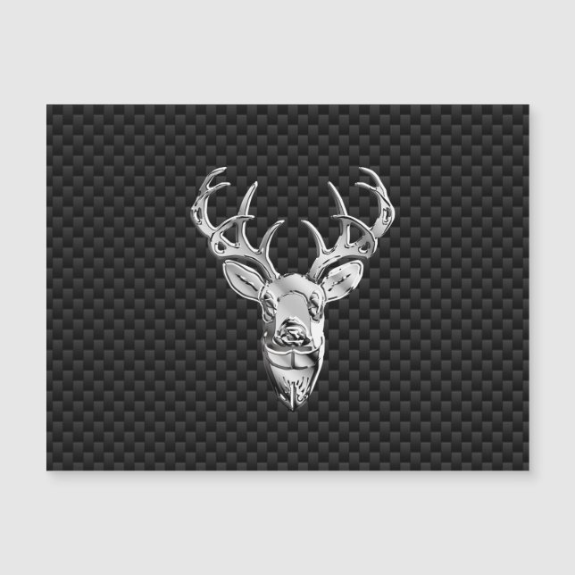 Silver Deer Buck on Carbon Fibre Style Print (Front)