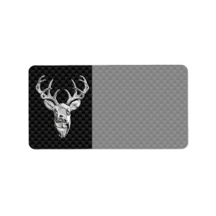 Silver Deer Head on Carbon Fibre Style Decor Label